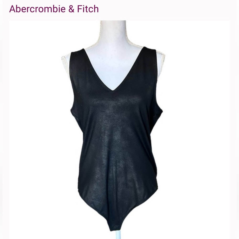 Abercrombie & Fitch Black Faux Leather Bodysuit Size Medium NWOT - Picture 2 of 9